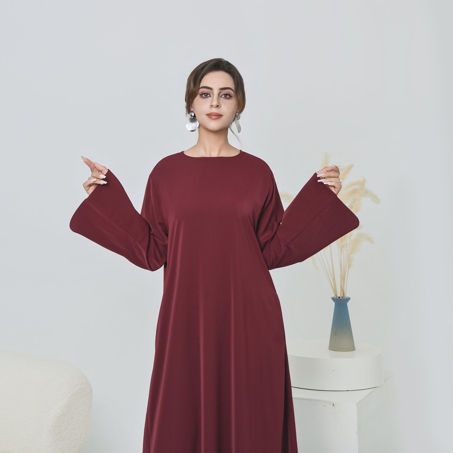 Nura Summer Abaya Dress for Women – Split Sleeve Bow Maxi Islamic Dress