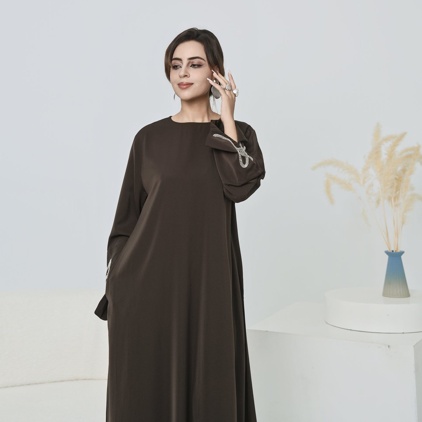 Nura Summer Abaya Dress for Women – Split Sleeve Bow Maxi Islamic Dress
