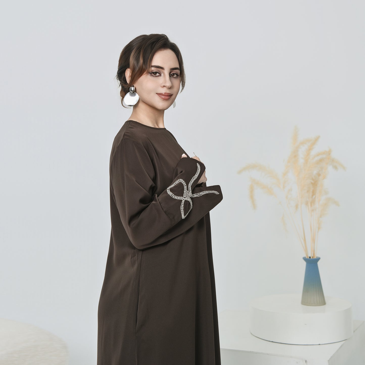 Nura Summer Abaya Dress for Women – Split Sleeve Bow Maxi Islamic Dress