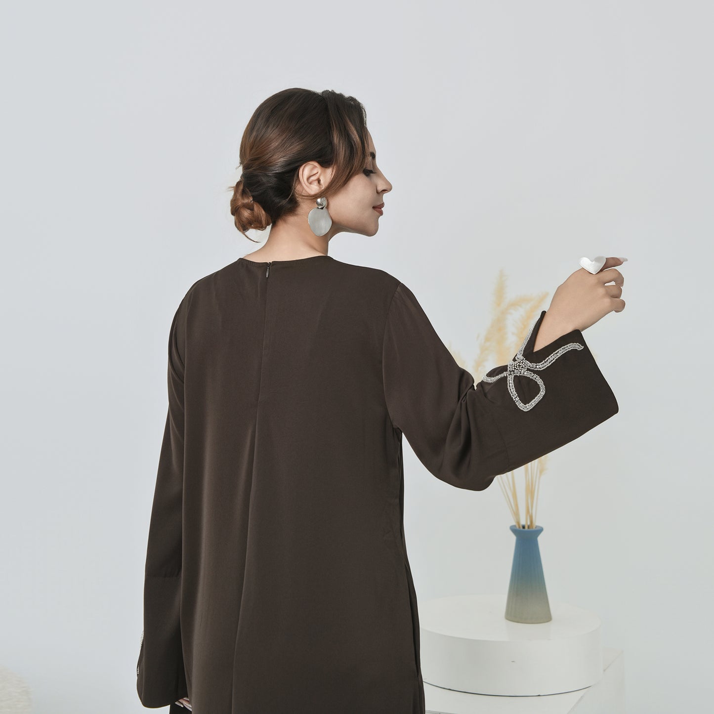 Nura Summer Abaya Dress for Women – Split Sleeve Bow Maxi Islamic Dress