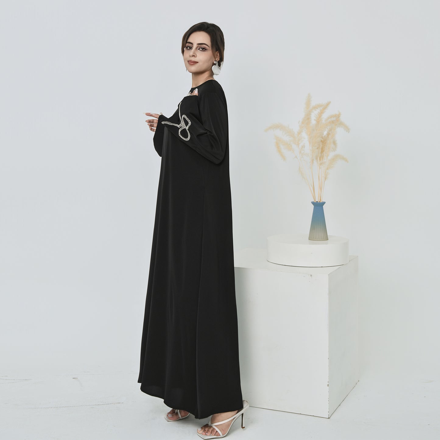 Nura Summer Abaya Dress for Women – Split Sleeve Bow Maxi Islamic Dress