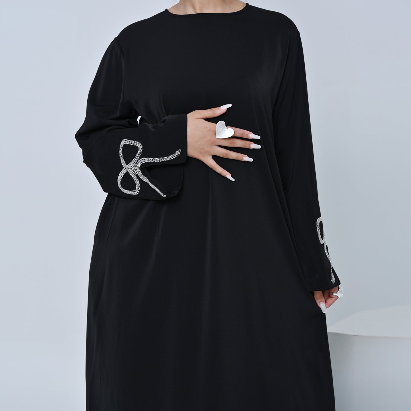 Nura Summer Abaya Dress for Women – Split Sleeve Bow Maxi Islamic Dress