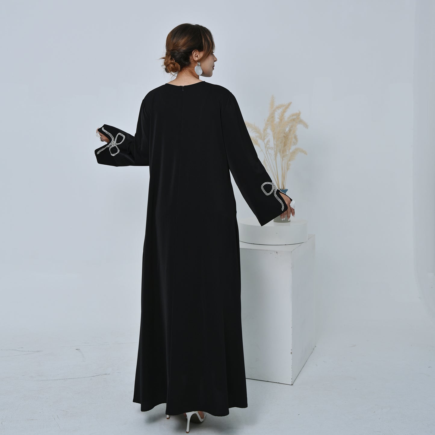 Nura Summer Abaya Dress for Women – Split Sleeve Bow Maxi Islamic Dress