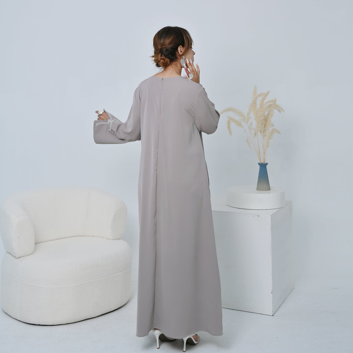 Nura Summer Abaya Dress for Women – Split Sleeve Bow Maxi Islamic Dress