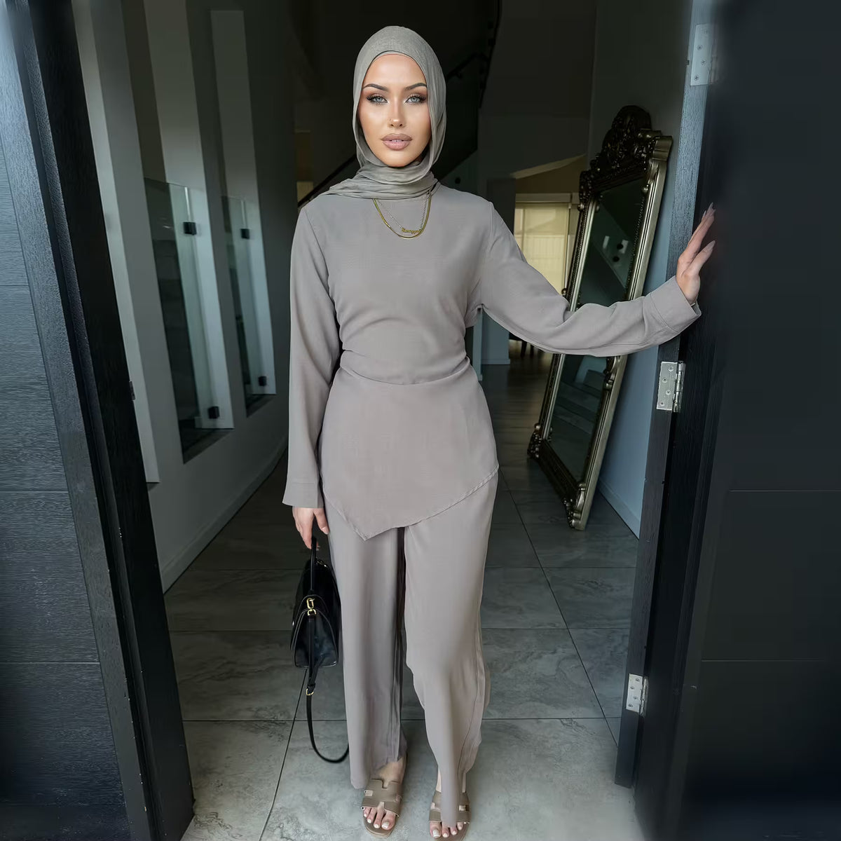 2026 Modest 2 Piece Abaya Set Daily Wear– Top & Pants