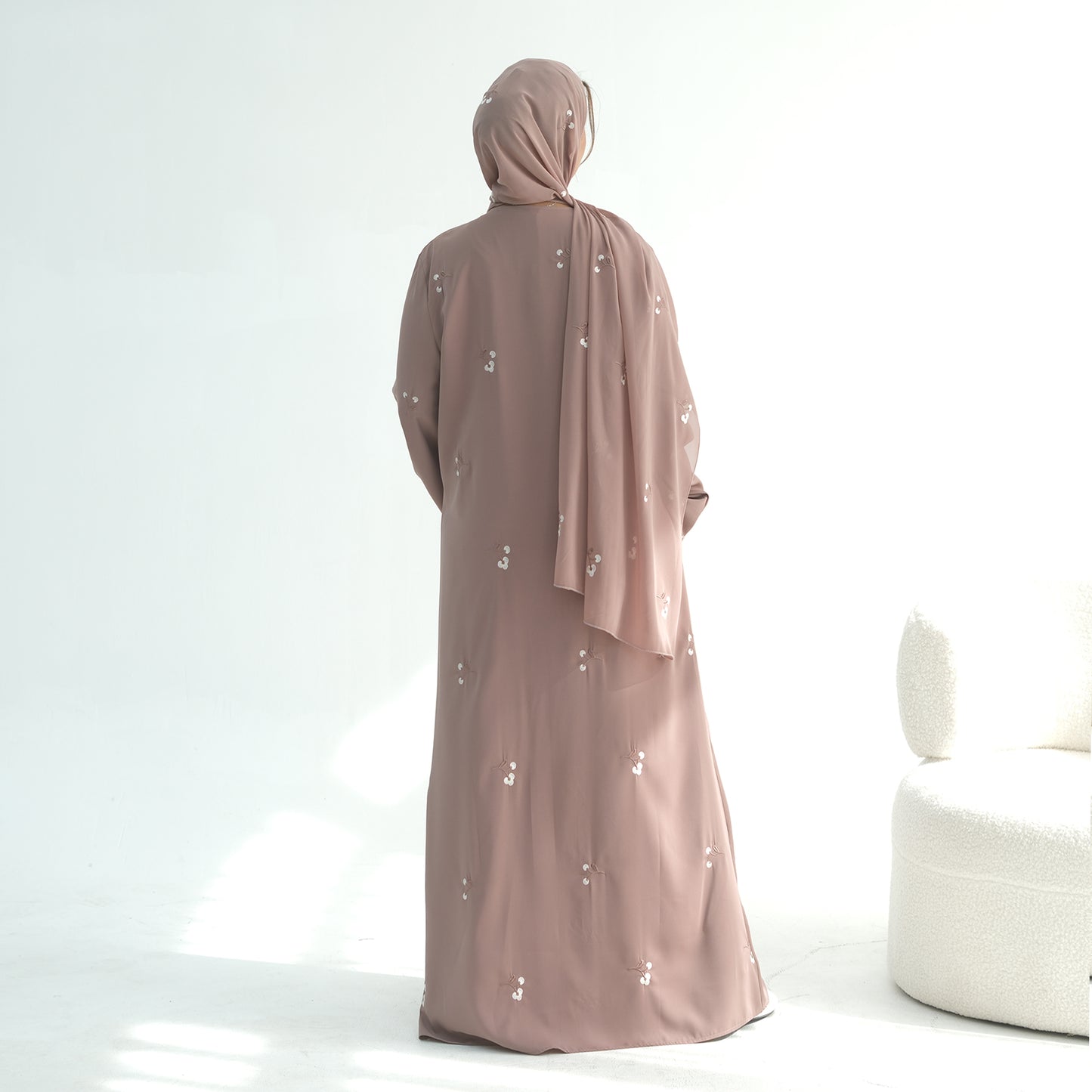 Floral Embroidery Nida Abaya for Women – Open Modest Islamic Dress