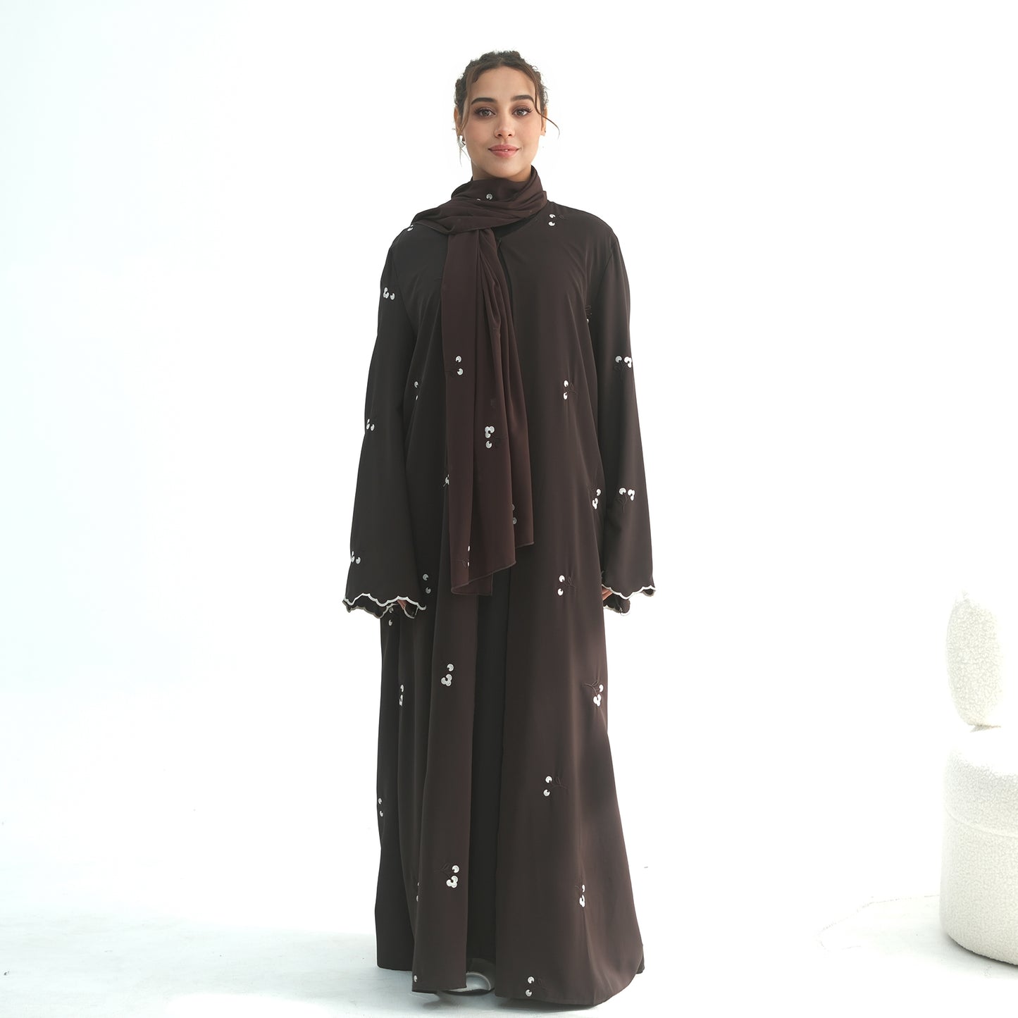 Floral Embroidery Nida Abaya for Women – Open Modest Islamic Dress