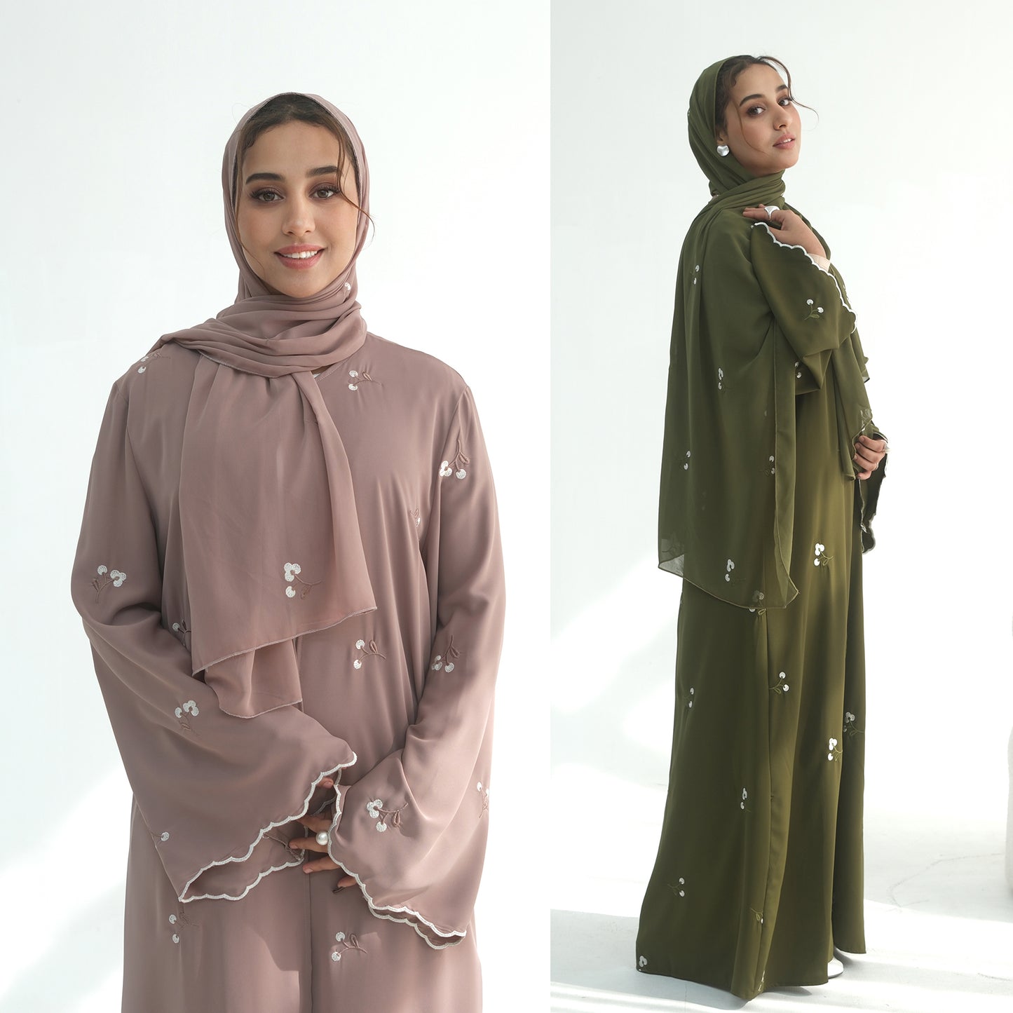 Floral Embroidery Nida Abaya for Women – Open Modest Islamic Dress