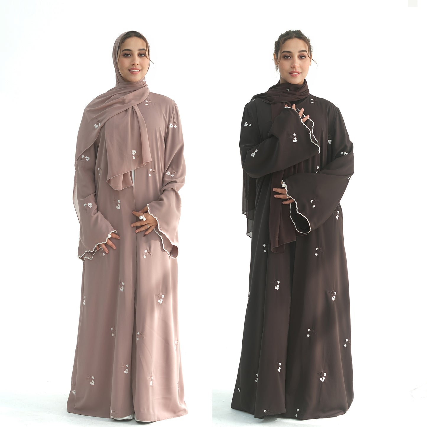 Floral Embroidery Nida Abaya for Women – Open Modest Islamic Dress