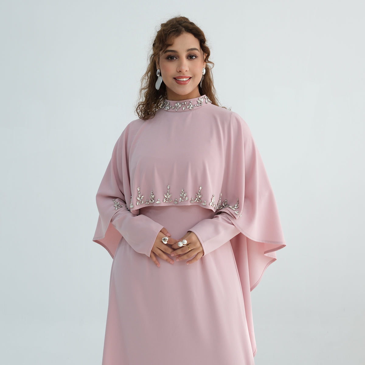 2026 Handmade Beaded Detachable Cape Abaya