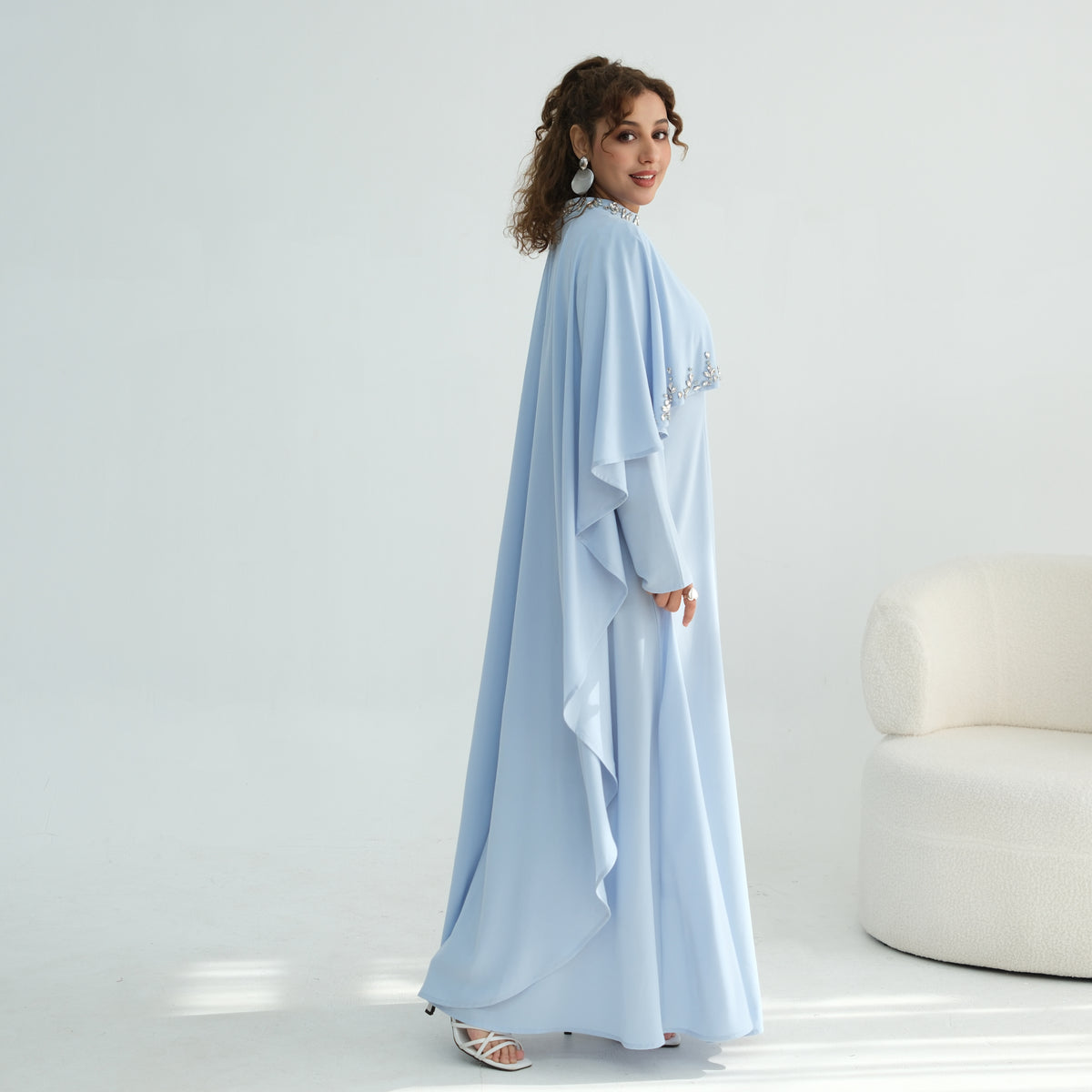 2026 Handmade Beaded Detachable Cape Abaya