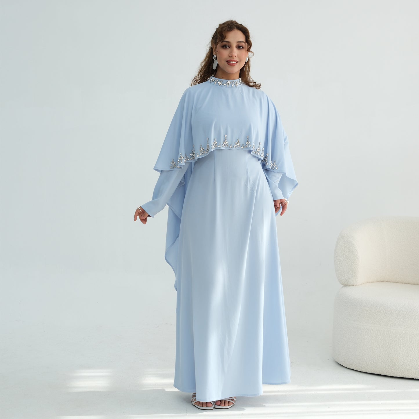 2026 Handmade Beaded Detachable Cape Abaya