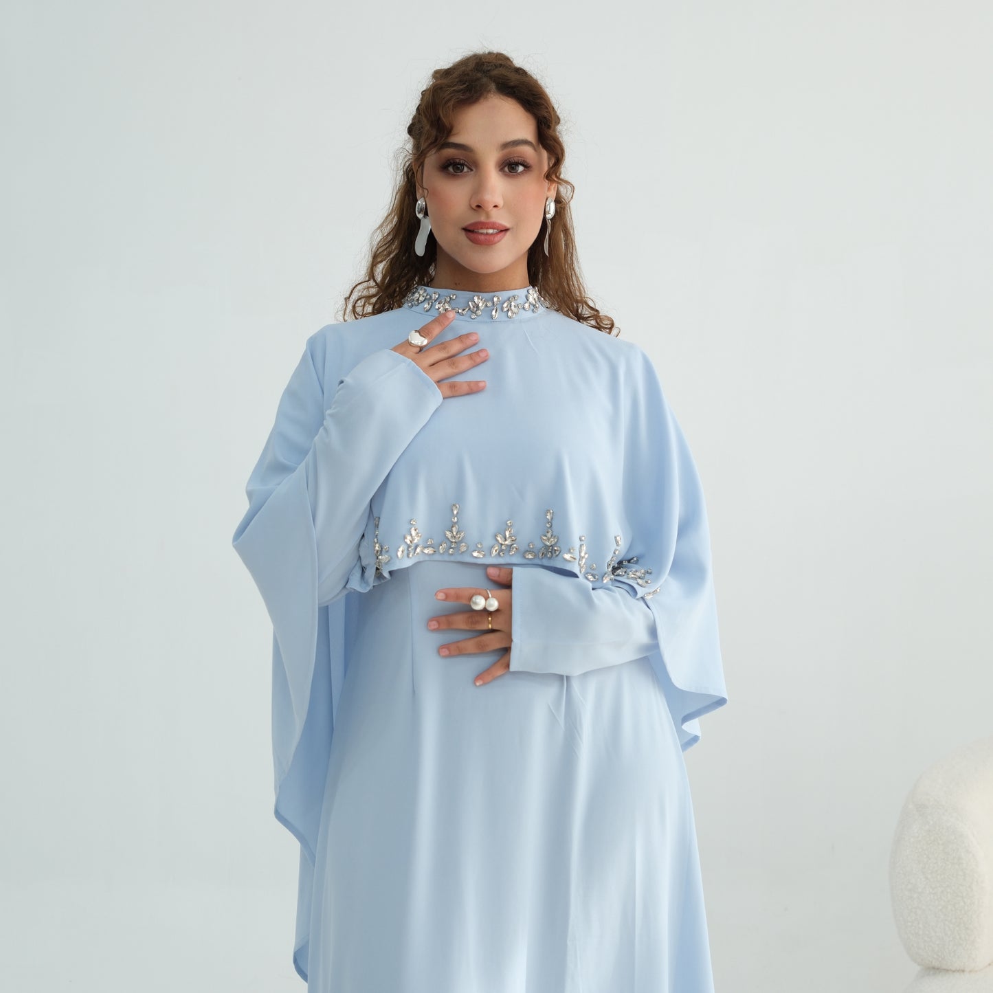 2026 Handmade Beaded Detachable Cape Abaya