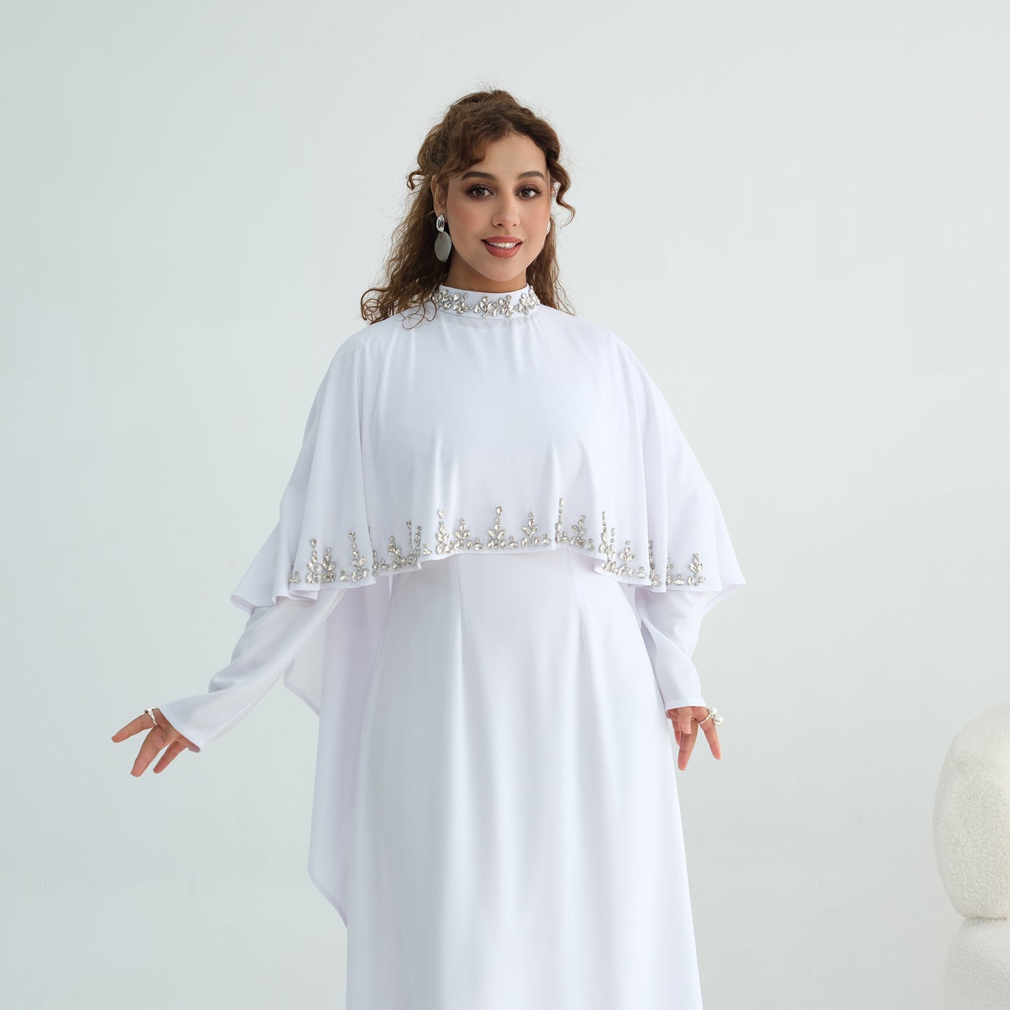 2026 Handmade Beaded Detachable Cape Abaya