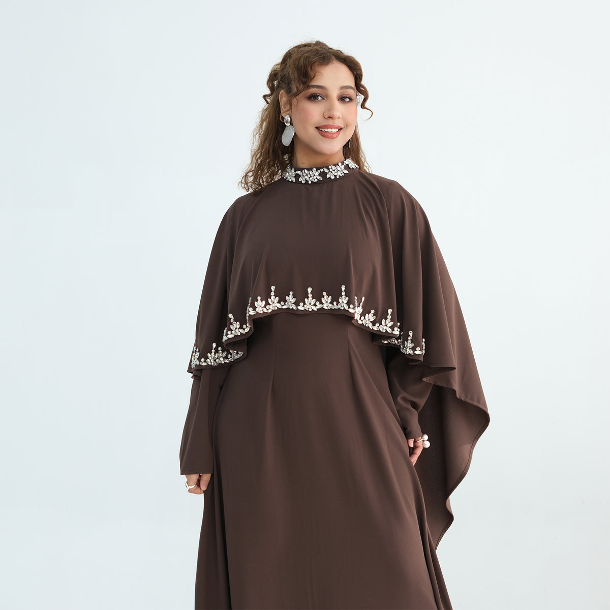 2026 Handmade Beaded Detachable Cape Abaya