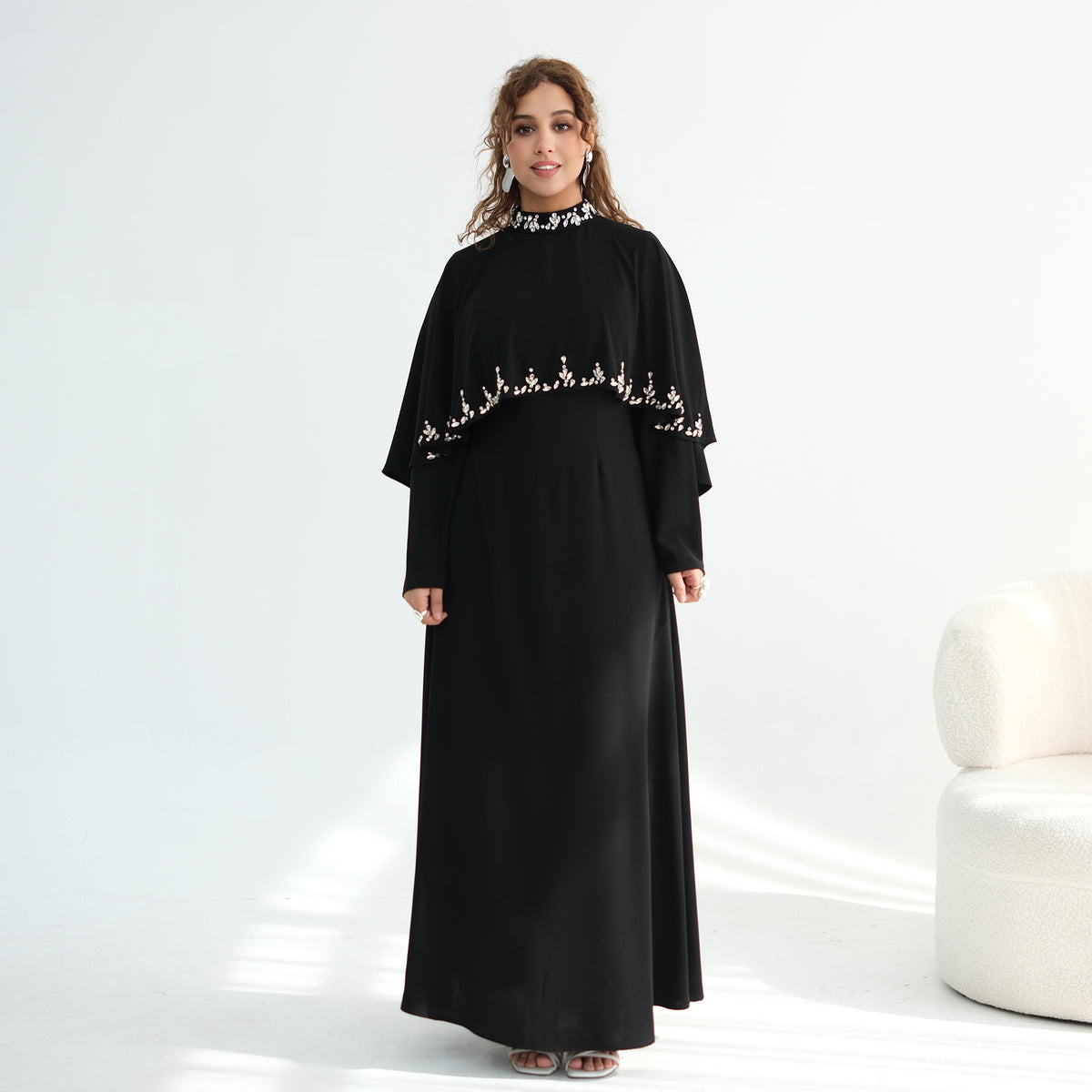 2026 Handmade Beaded Detachable Cape Abaya
