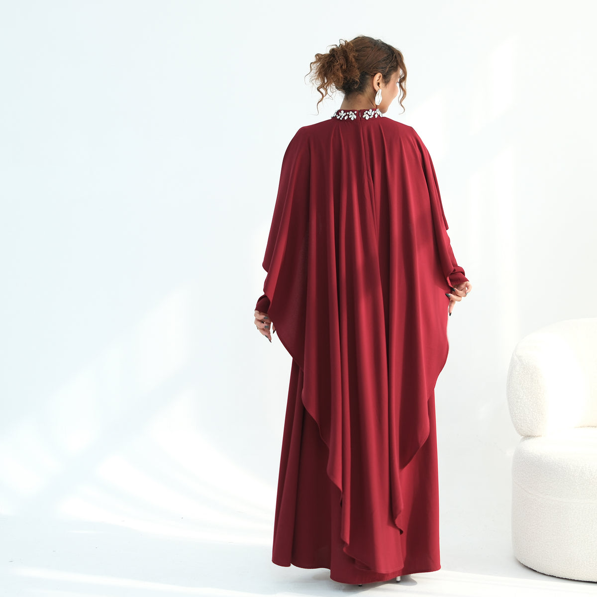 2026 Handmade Beaded Detachable Cape Abaya