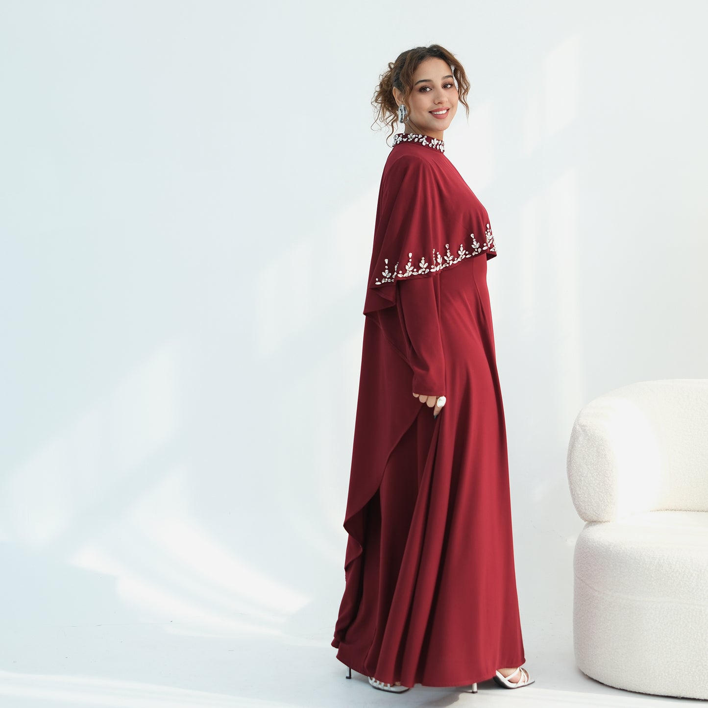2026 Handmade Beaded Detachable Cape Abaya