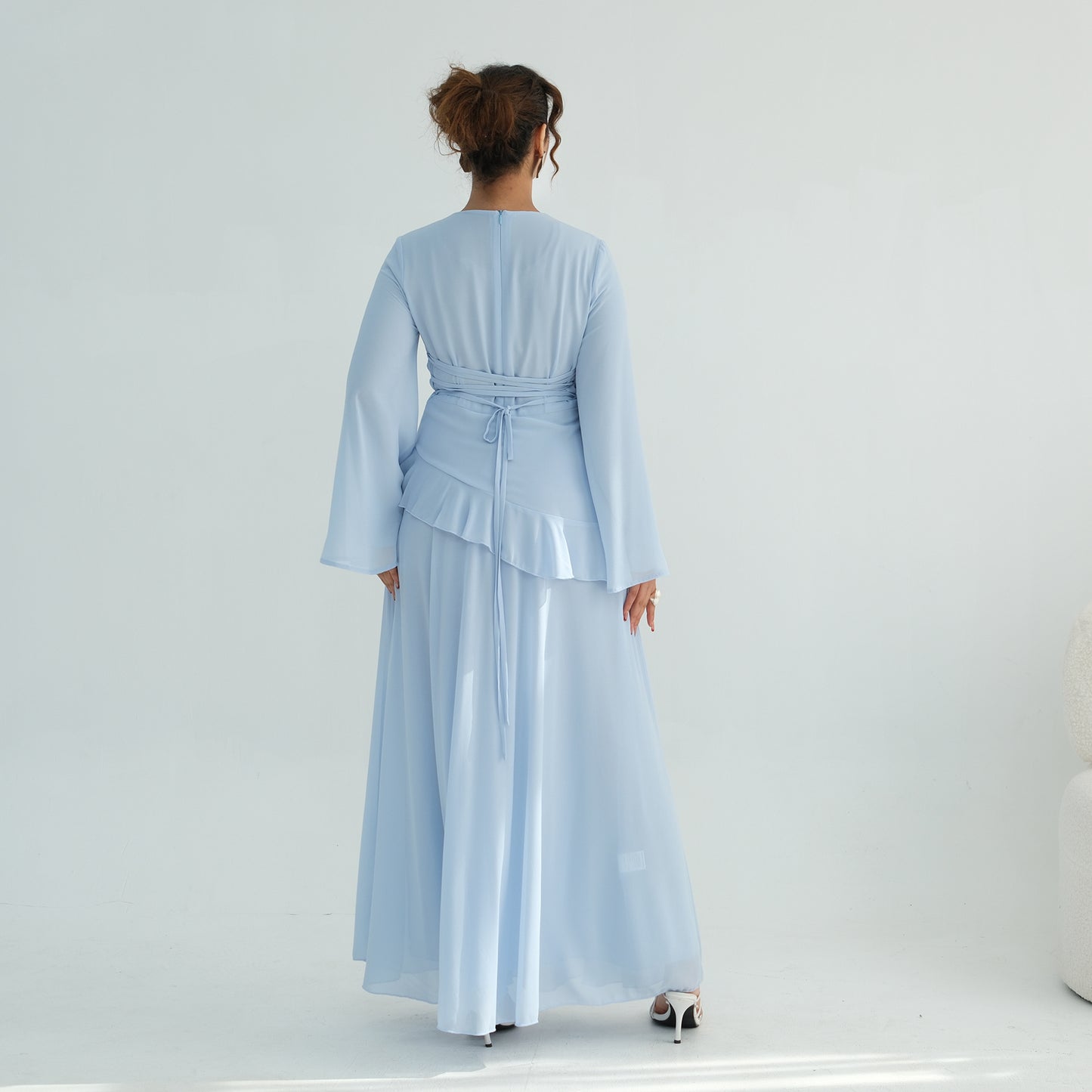 Cinched Waist Bell Sleeve Maxi Abaya – Modest Summer Dress