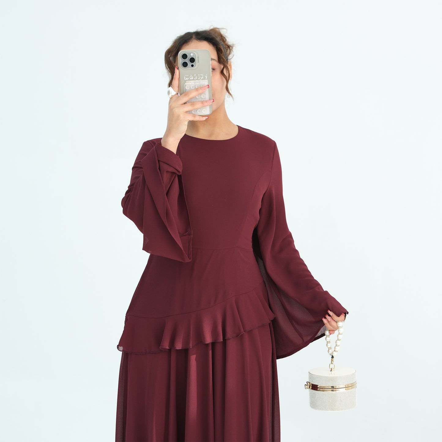 Cinched Waist Bell Sleeve Maxi Abaya – Modest Summer Dress