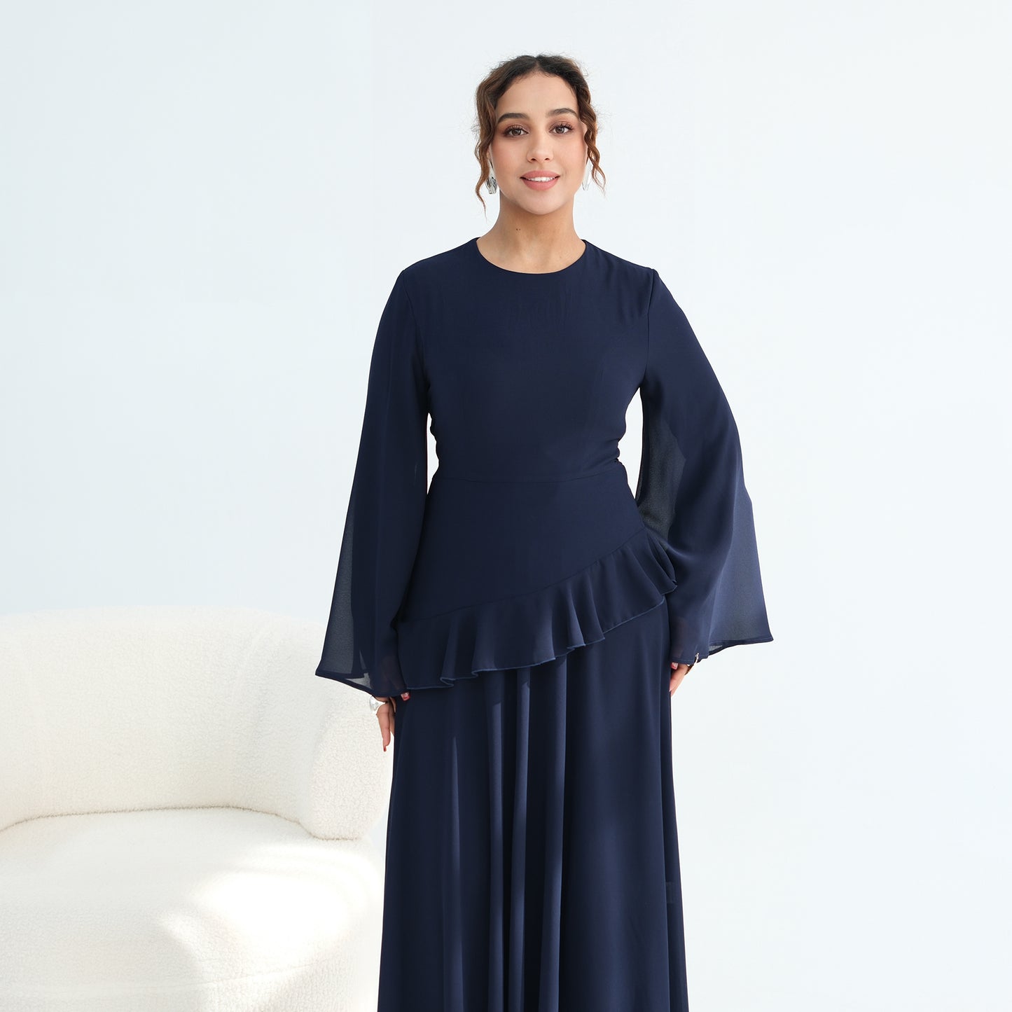 Cinched Waist Bell Sleeve Maxi Abaya – Modest Summer Dress