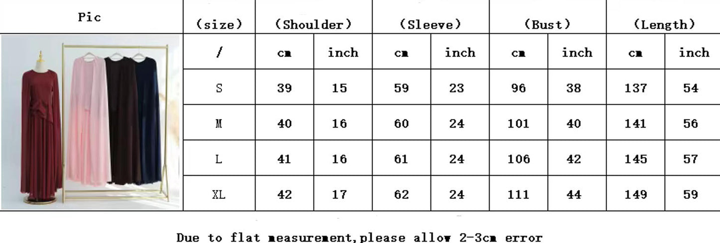 Ramadan Elegant Abaya with Sheer Cape Sleeves – Modest Evening Dress