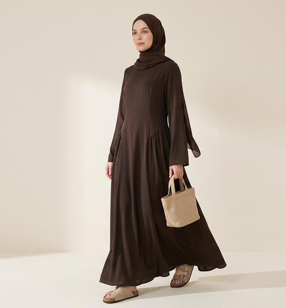 Premium Nida Closed Abaya with Back Ties | Elegant Daily Wear