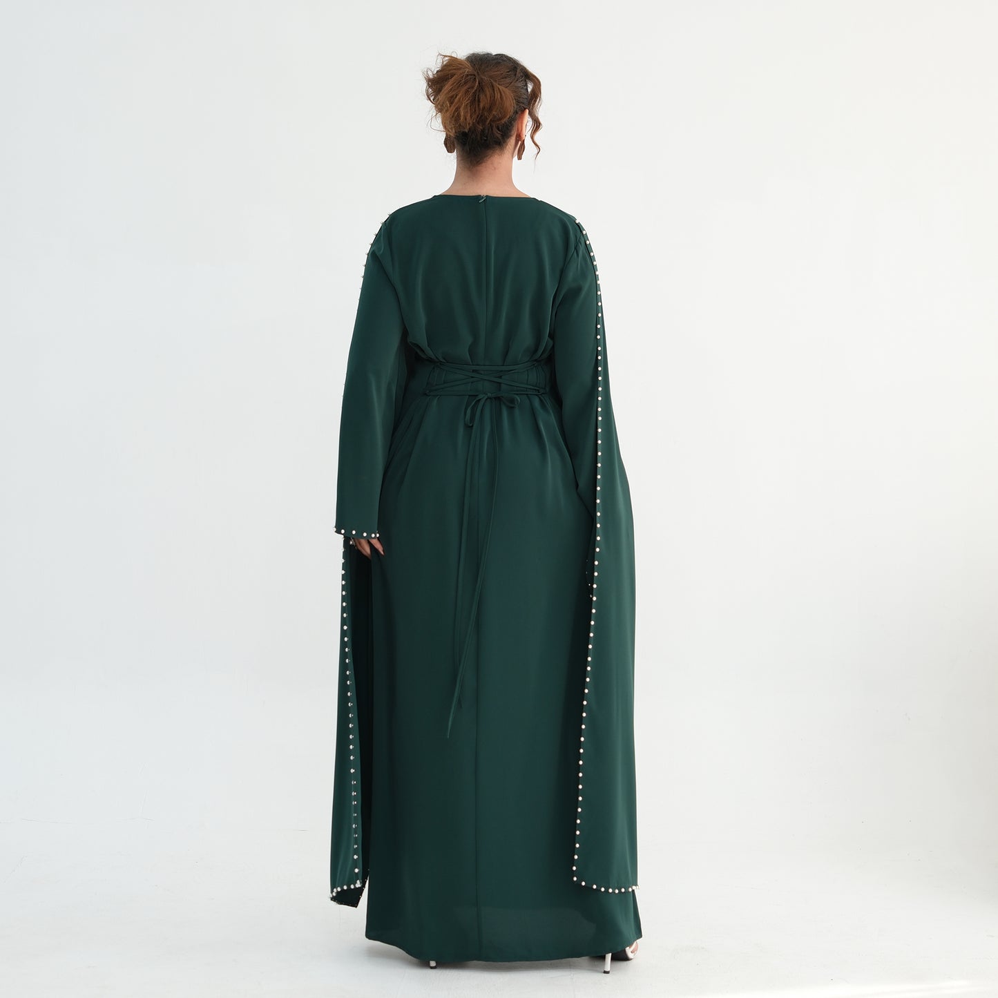 Luxury Pearl Embellished Cape Abaya – Elegant Eid Edition