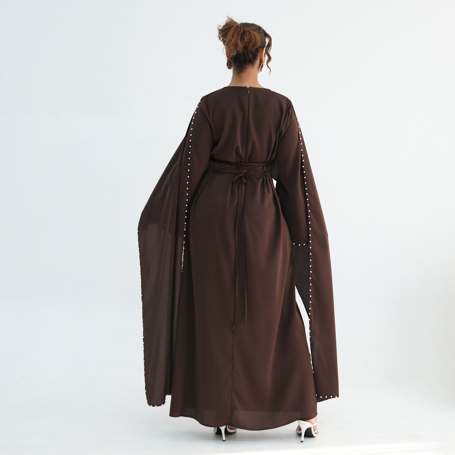 Luxury Pearl Embellished Cape Abaya – Elegant Eid Edition