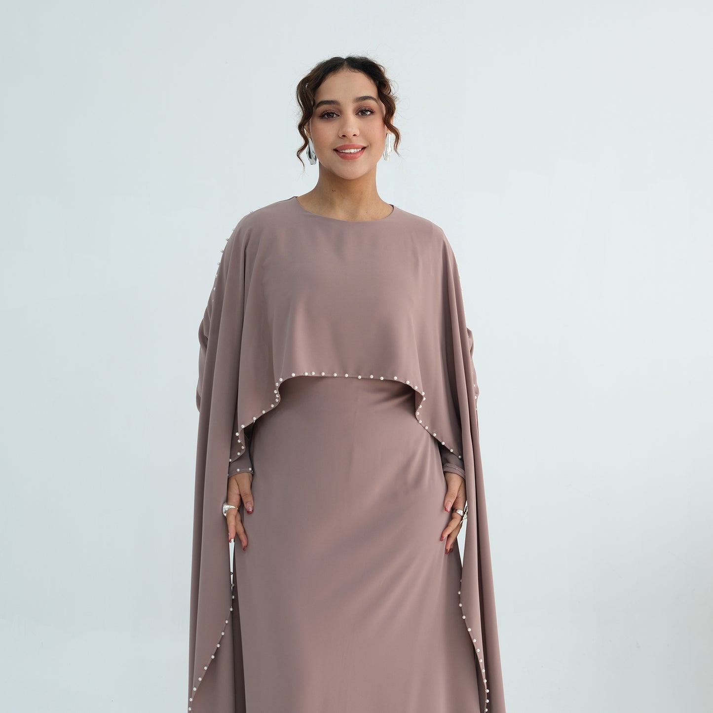 Luxury Pearl Embellished Cape Abaya – Elegant Eid Edition