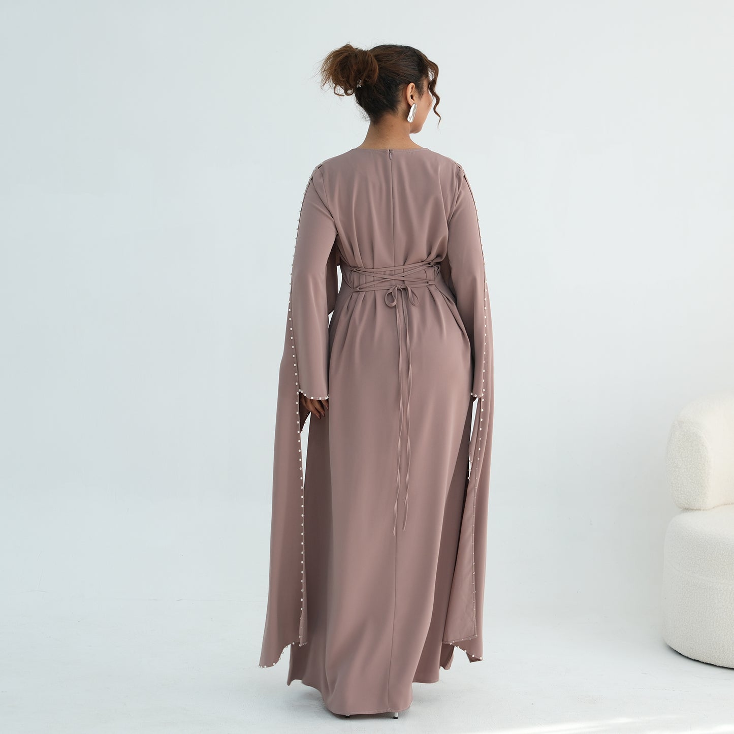Luxury Pearl Embellished Cape Abaya – Elegant Eid Edition