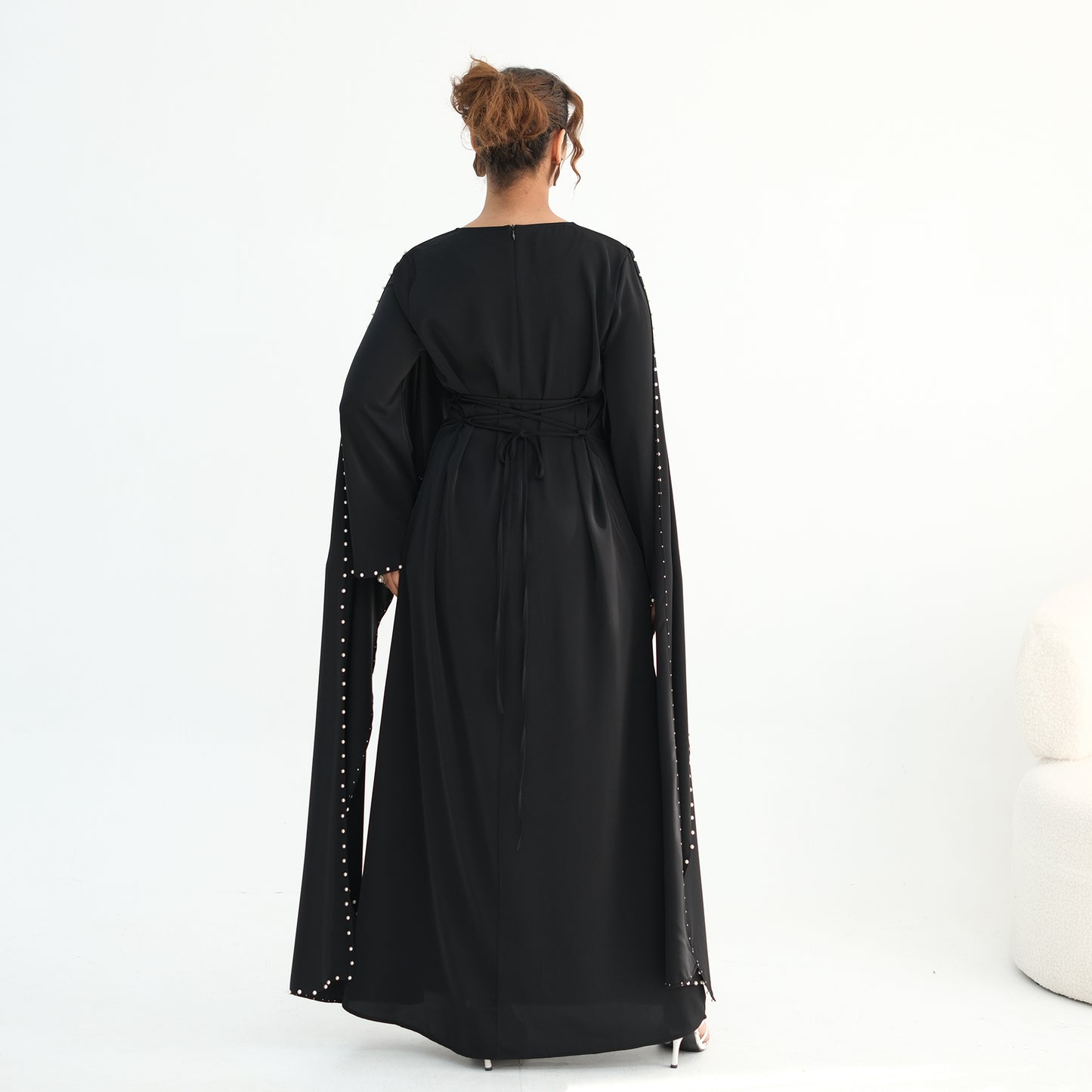 Luxury Pearl Embellished Cape Abaya – Elegant Eid Edition