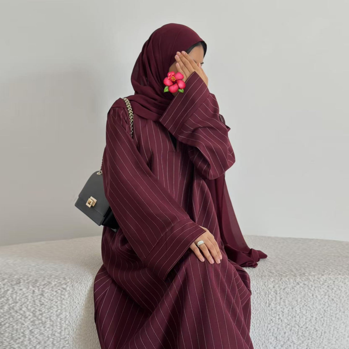 New Arrival Dubai Style Striped Closed Abaya
