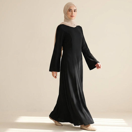 Premium Nida Closed Abaya with Back Ties | Elegant Daily Wear