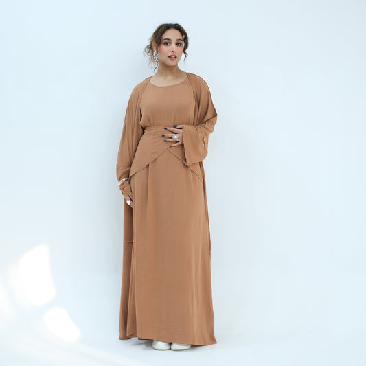 Nura 3pcs Modest Kimono Abaya Set – Breathable & Elegant