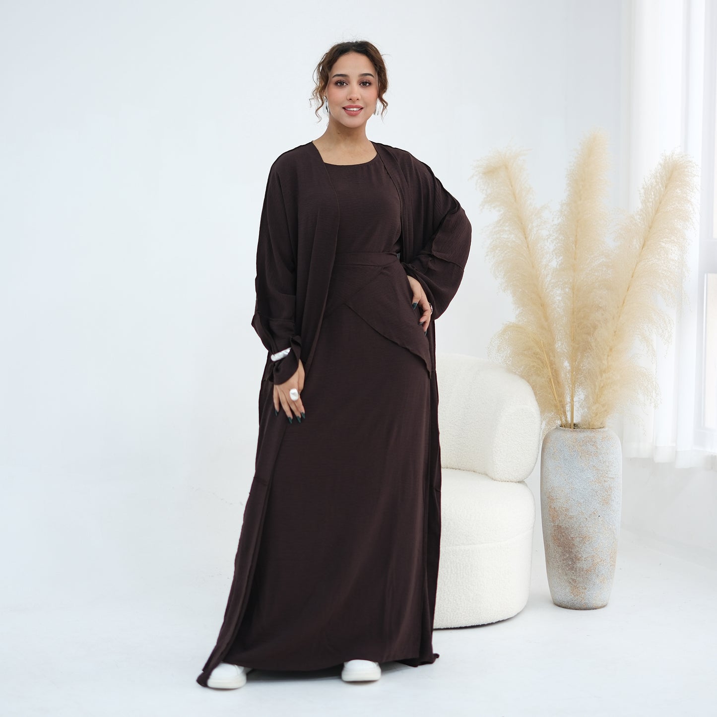Nura 3pcs Modest Kimono Abaya Set – Breathable & Elegant