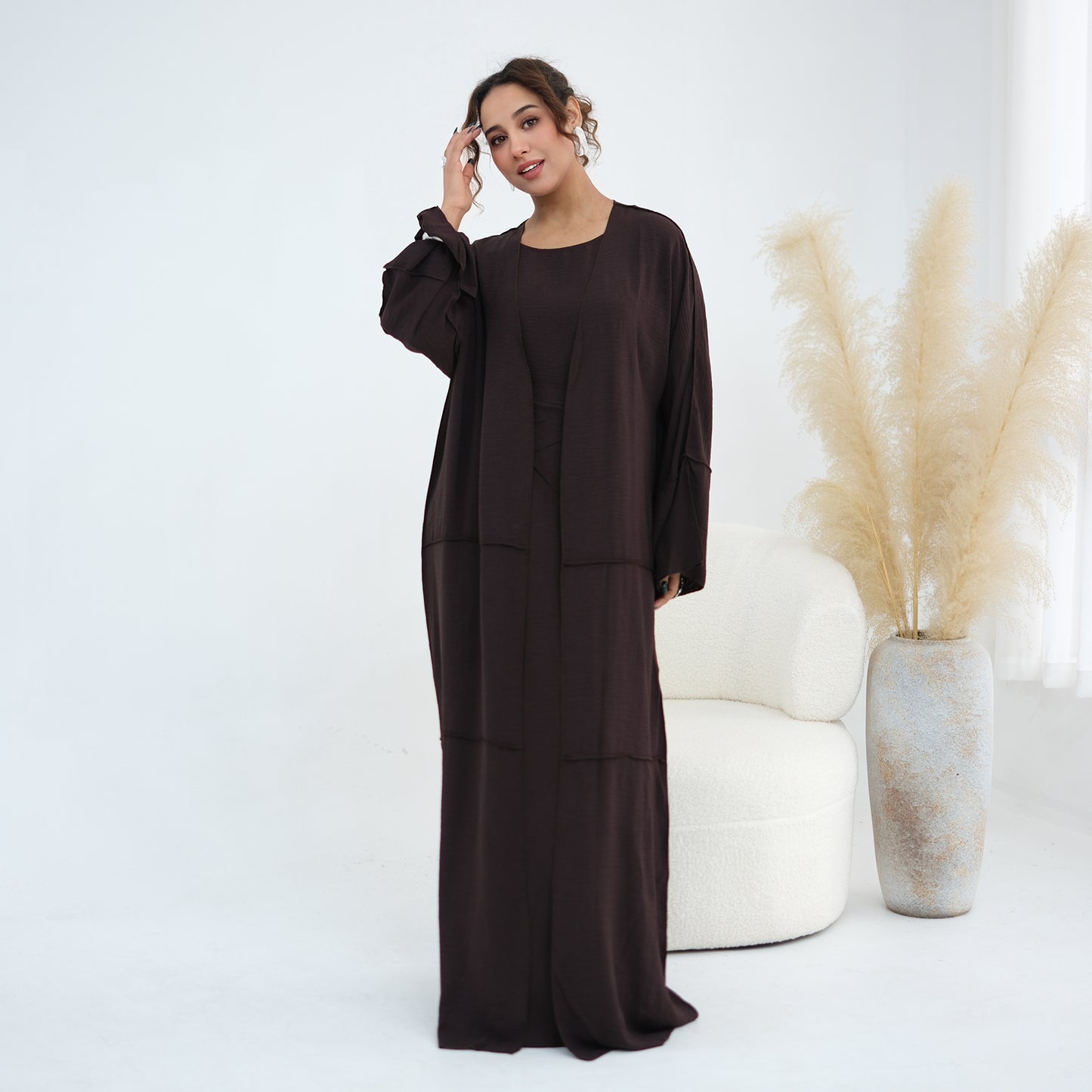 Nura 3pcs Modest Kimono Abaya Set – Breathable & Elegant