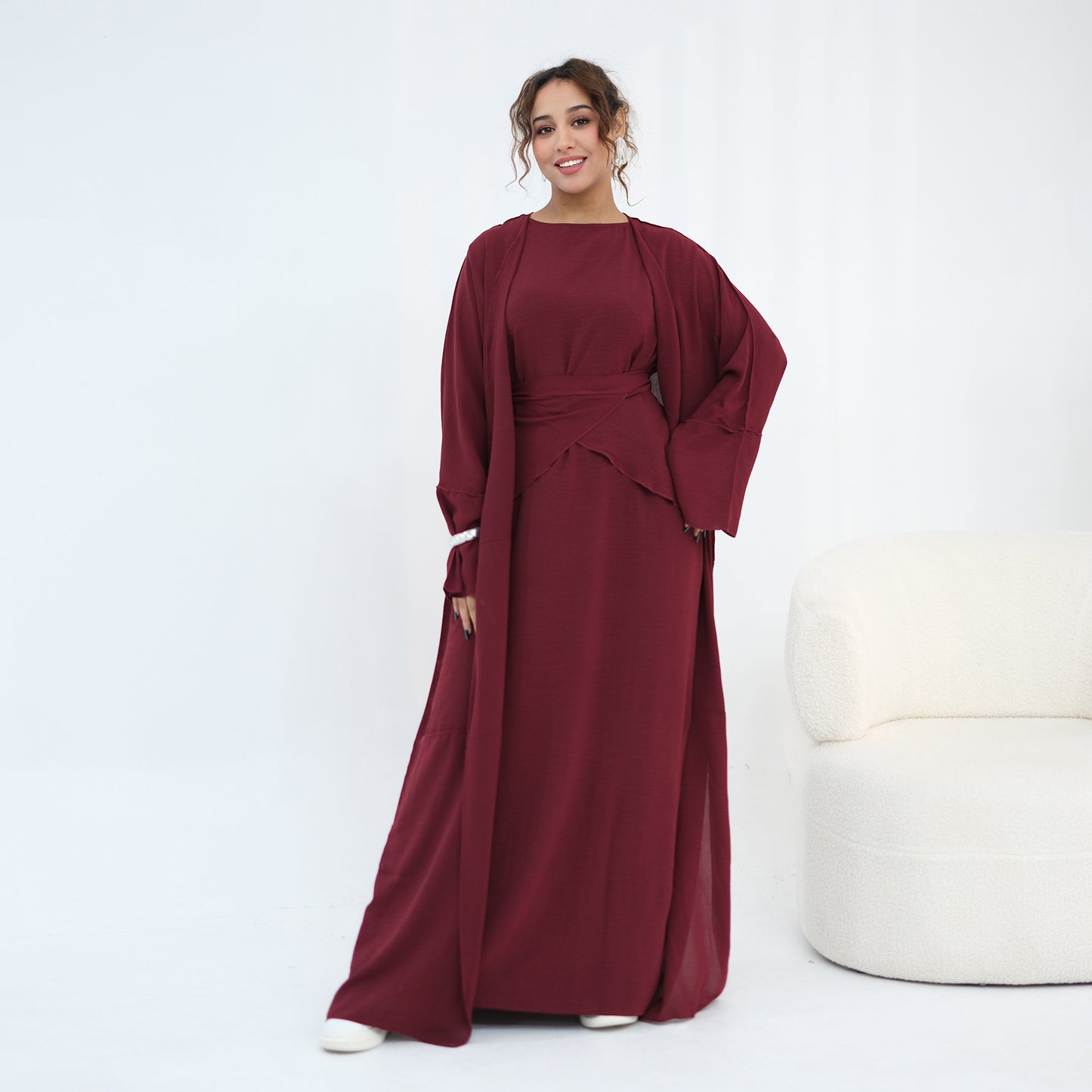 Nura 3pcs Modest Kimono Abaya Set – Breathable & Elegant