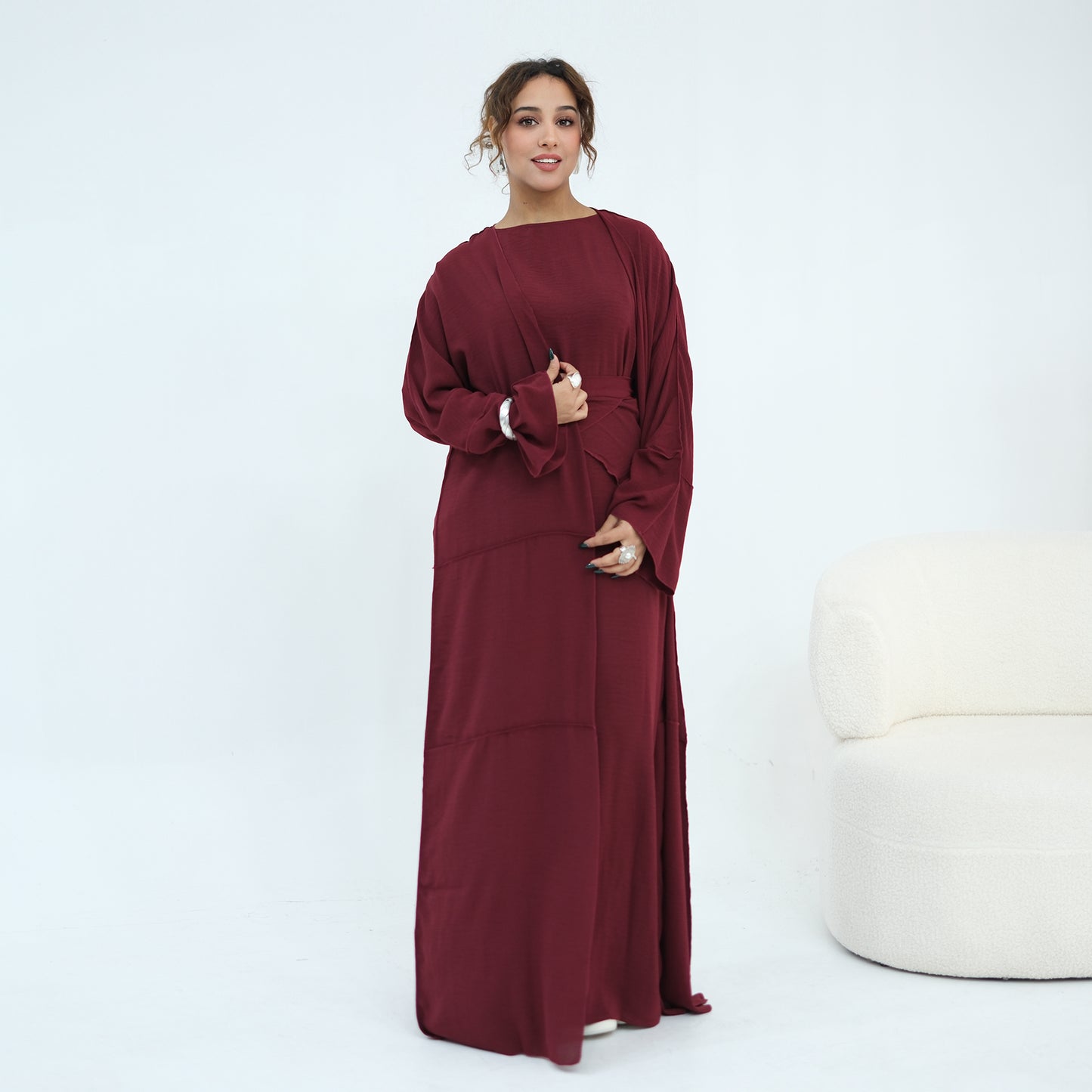 Nura 3pcs Modest Kimono Abaya Set – Breathable & Elegant