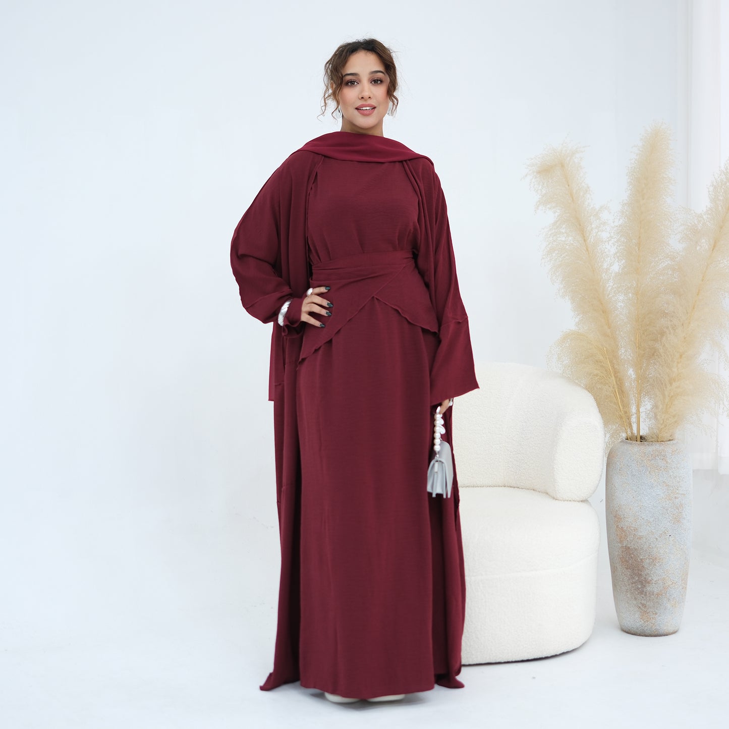 Nura 3pcs Modest Kimono Abaya Set – Breathable & Elegant