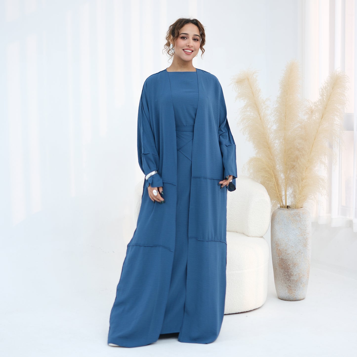 Nura 3pcs Modest Kimono Abaya Set – Breathable & Elegant