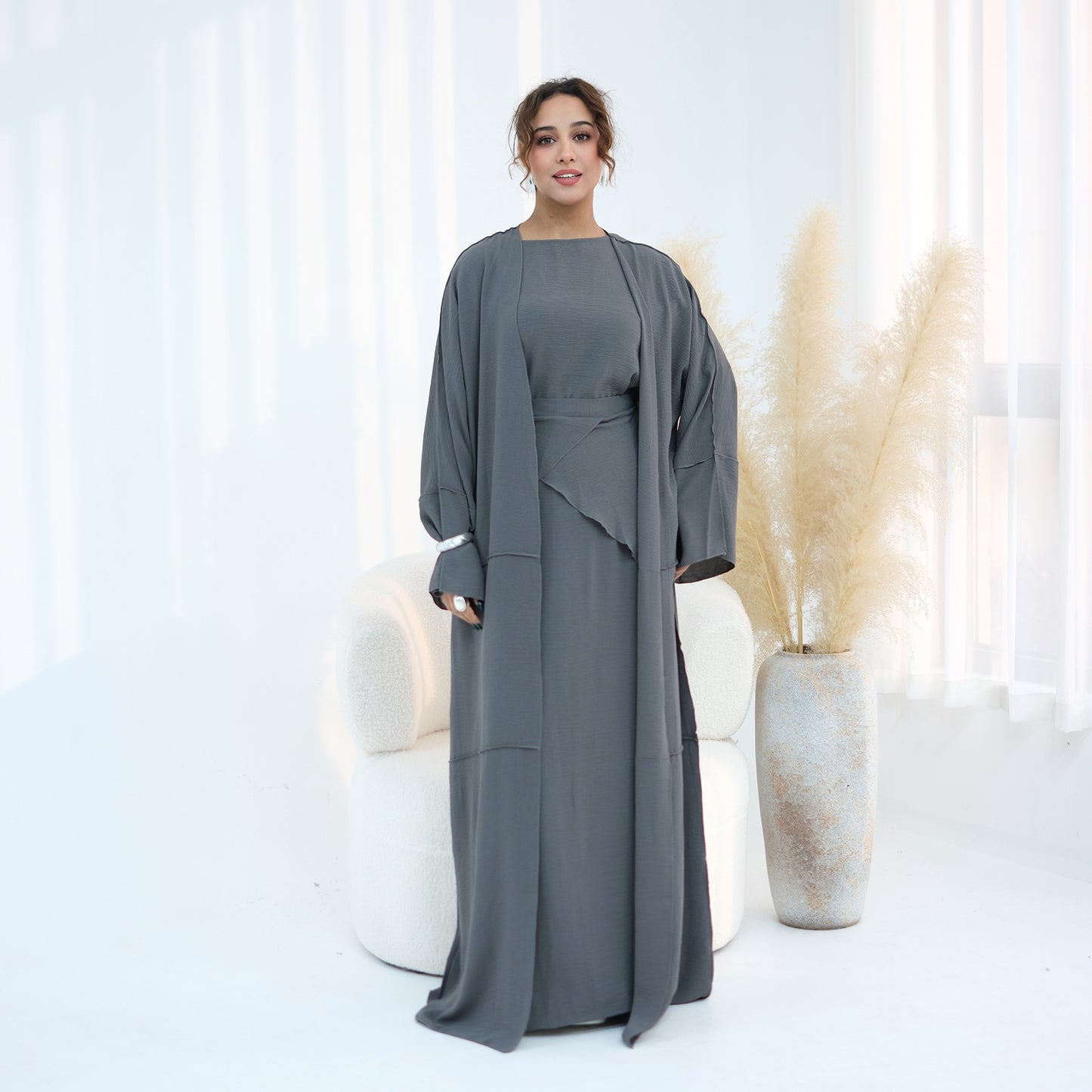 Nura 3pcs Modest Kimono Abaya Set – Breathable & Elegant