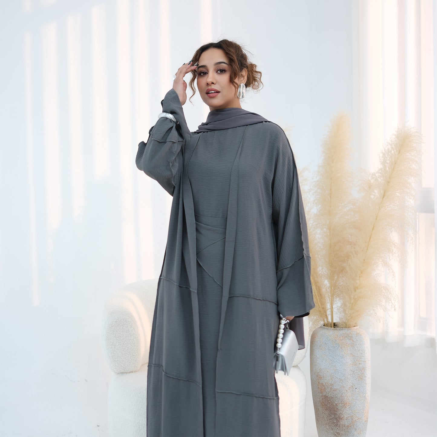 Nura 3pcs Modest Kimono Abaya Set – Breathable & Elegant