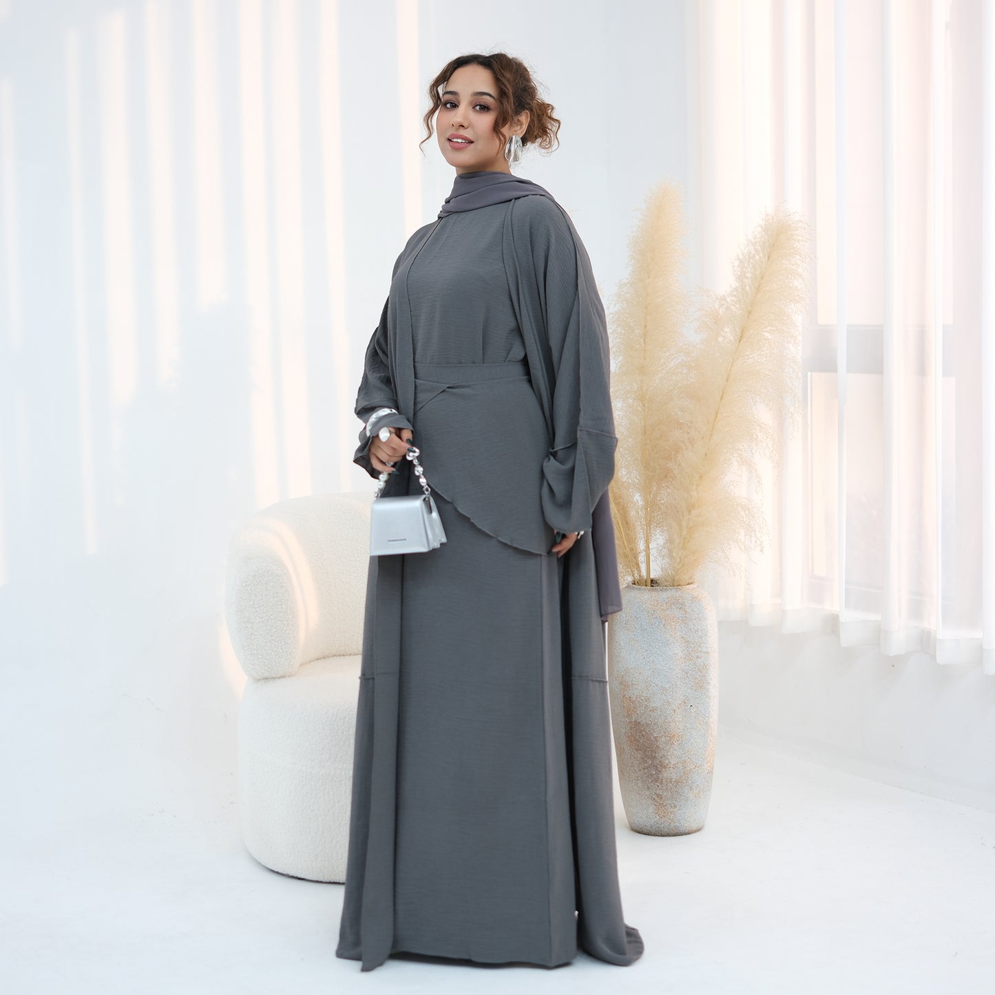 Nura 3pcs Modest Kimono Abaya Set – Breathable & Elegant