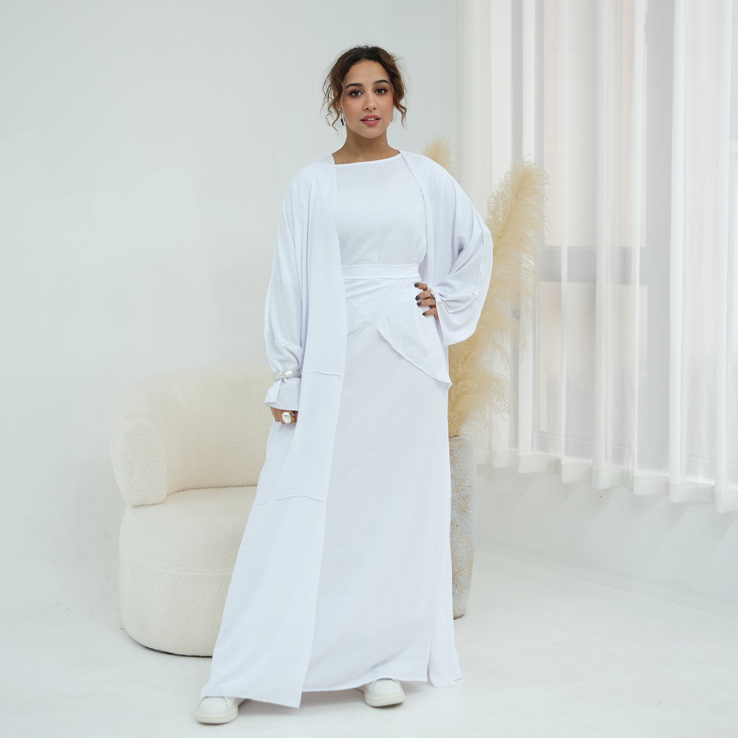 Nura 3pcs Modest Kimono Abaya Set – Breathable & Elegant