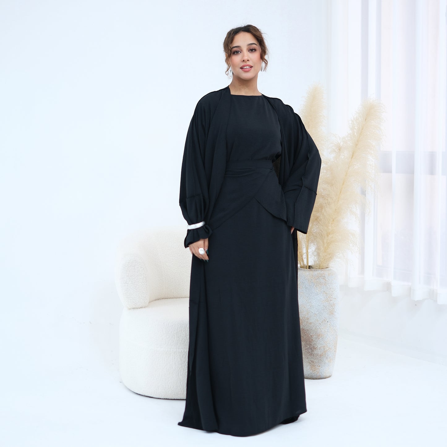 Nura 3pcs Modest Kimono Abaya Set – Breathable & Elegant