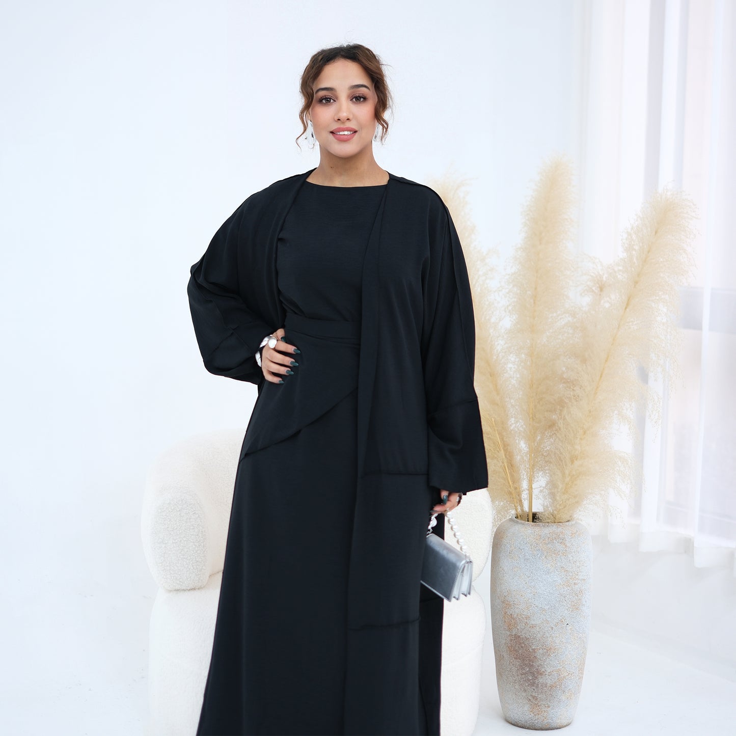 Nura 3pcs Modest Kimono Abaya Set – Breathable & Elegant