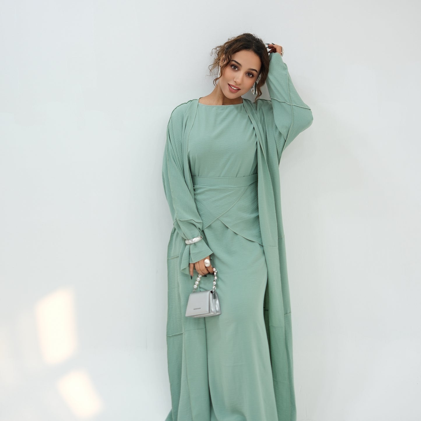 Nura 3pcs Modest Kimono Abaya Set – Breathable & Elegant