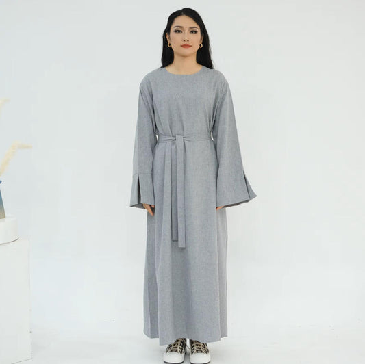 Minimal Linen Closed Abaya Dress