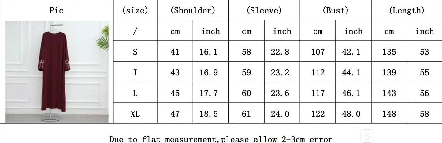 Nura Summer Abaya Dress for Women – Split Sleeve Bow Maxi Islamic Dress